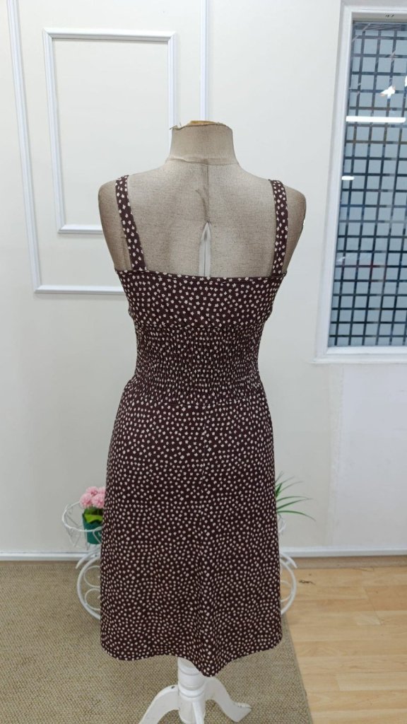 Women's Strappy Elastic Waist Slit Midi Dress, 32313