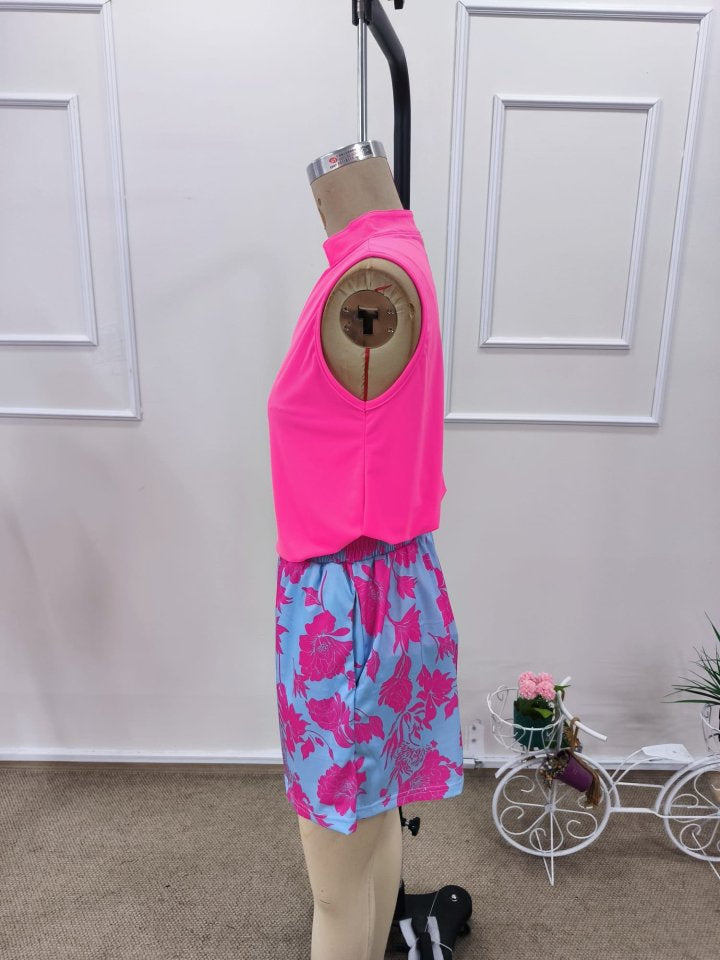 Kadın Askılı V Yakalı Sandy Bluz Ve Desenli Short Ikili Takım, 38394