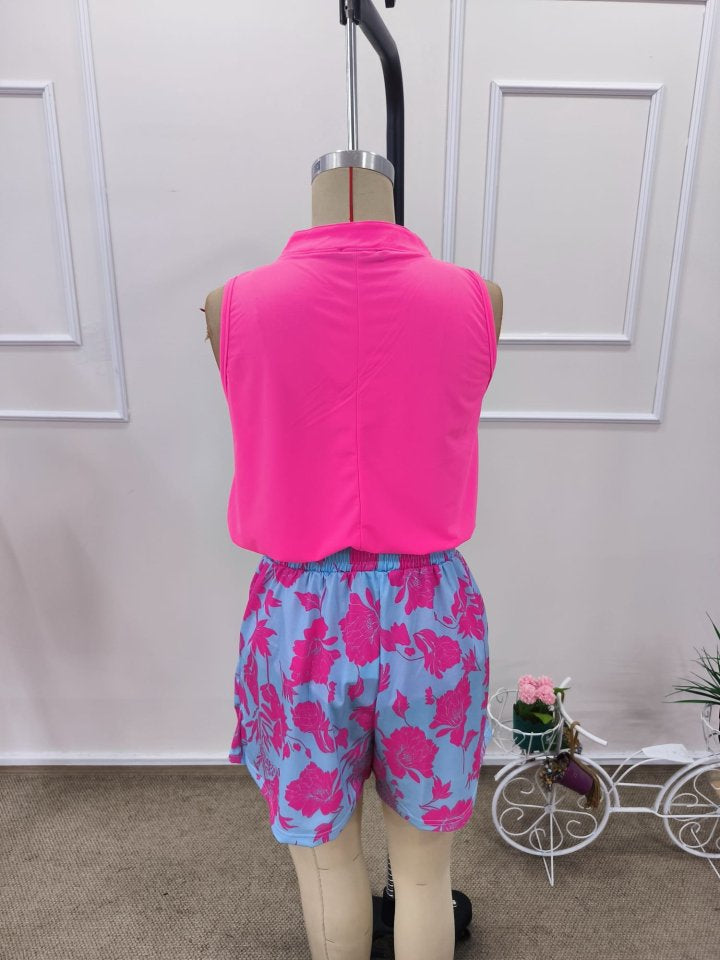 Kadın Askılı V Yakalı Sandy Bluz Ve Desenli Short Ikili Takım, 38394