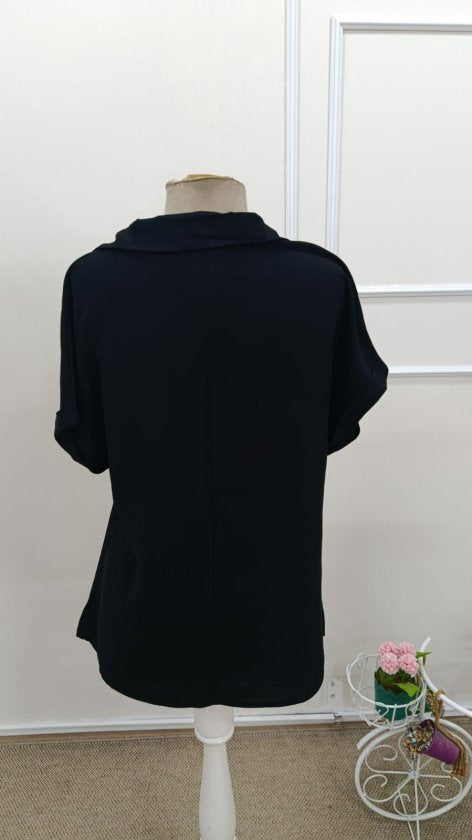 Women's Short Sleeve Collared Woven Viscose Blouse, 33957
