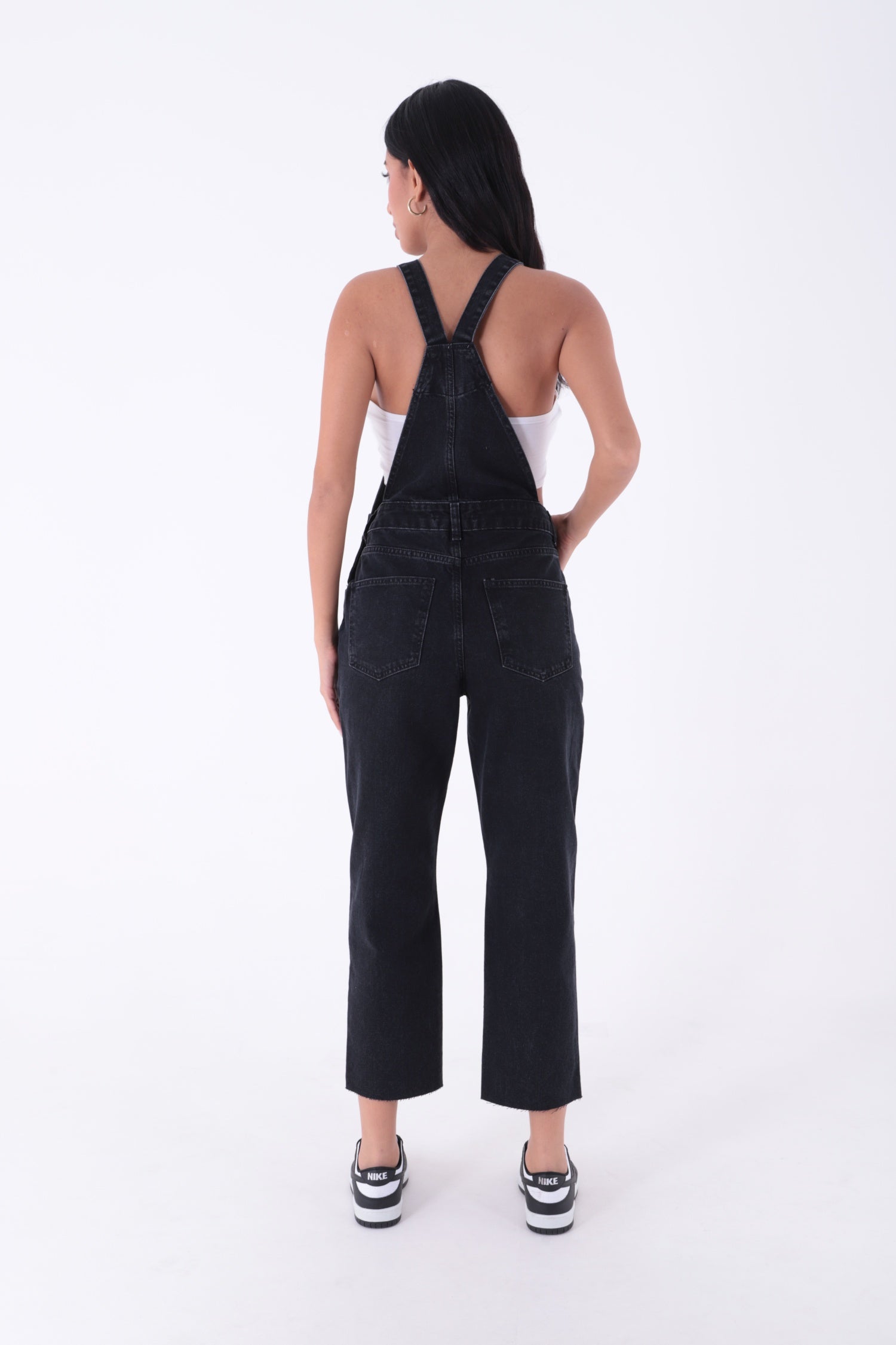 Mom Kalıp Kot Salopet - Antrasit Kot - (S-XL-6) - 3