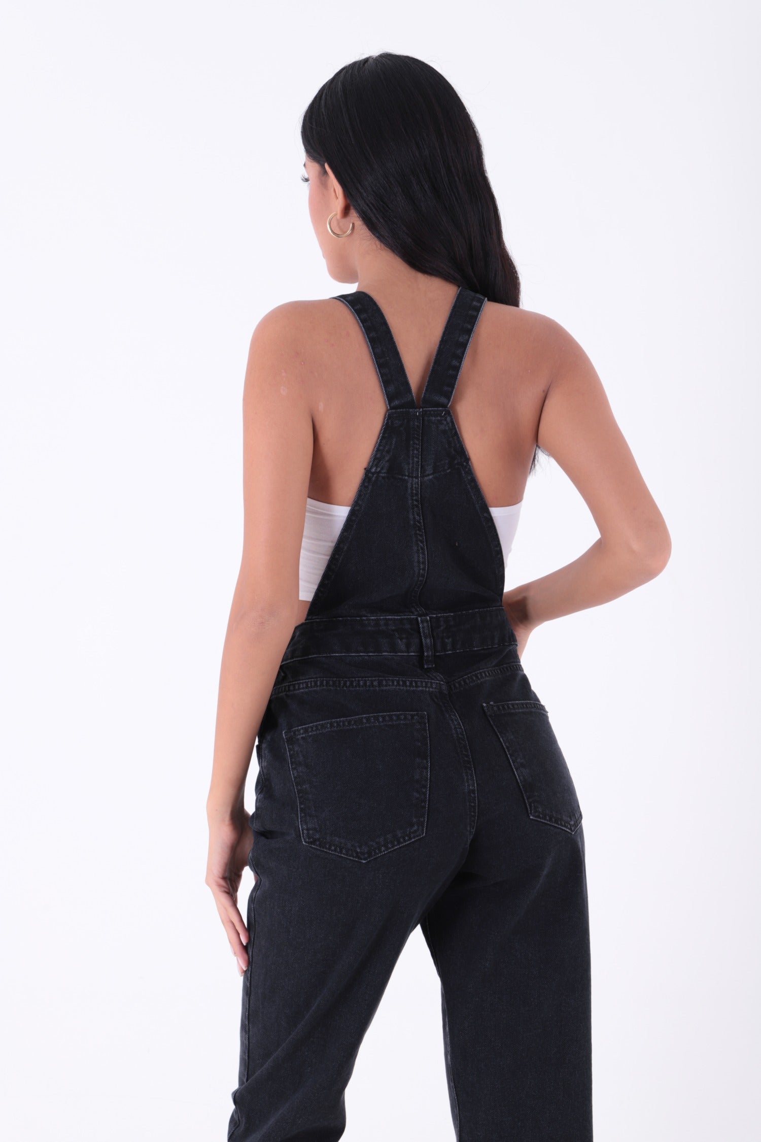 Mom Kalıp Kot Salopet - Antrasit Kot - (S-XL-6) - 4