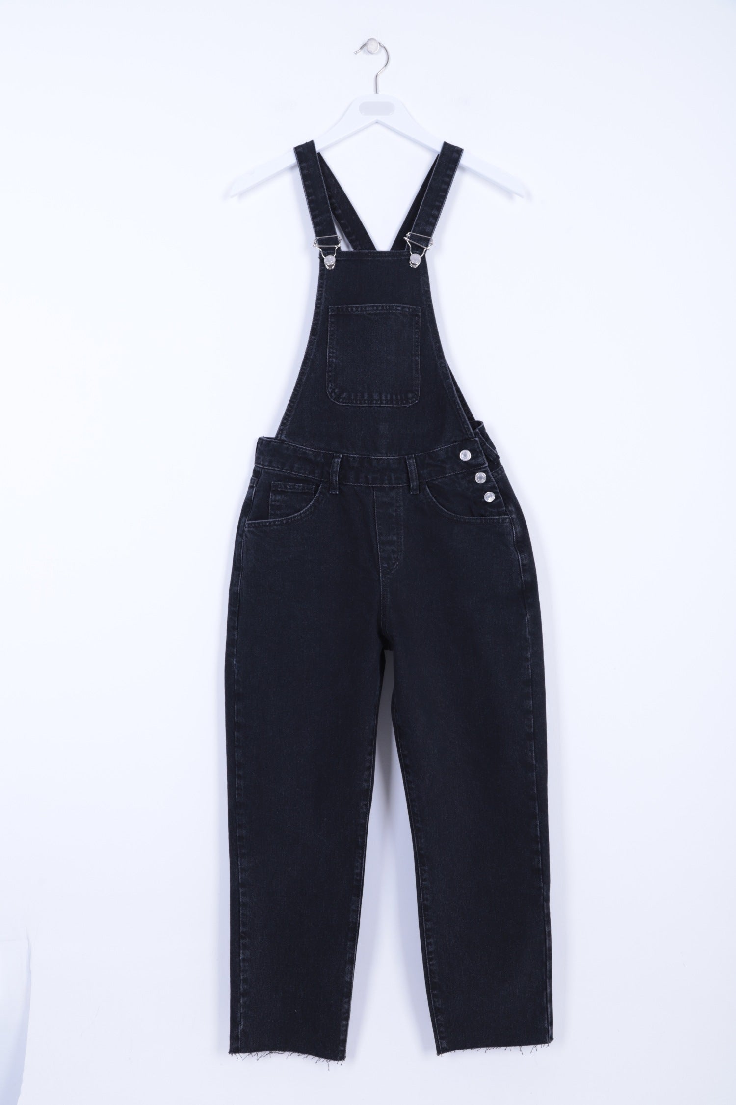 Mom Kalıp Kot Salopet - Antrasit Kot - (S-XL-6) - 5