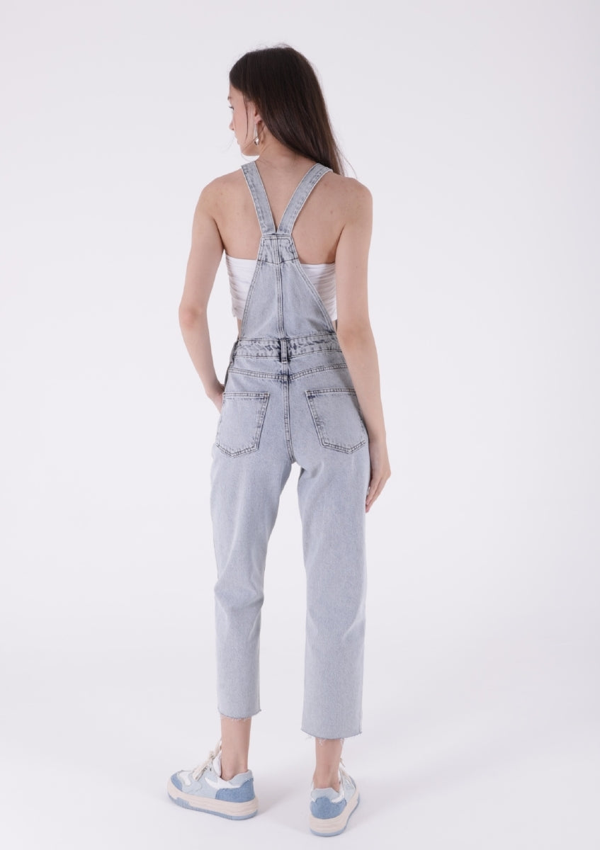 Mom Kalıp Kot Salopet - Buz Mavisi ve Tintli - (S-XL-6) - 3