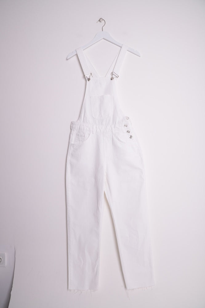 Mom Kalıp Kot Salopet - Beyaz - (S-XL-6) - 6