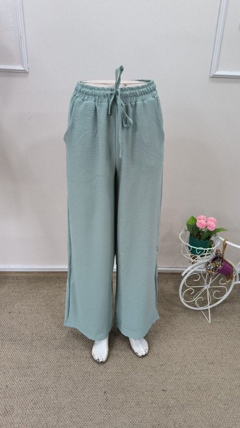 Women's High Waist Elasticated Belted Straight Leg Aerobin Trousers, 32625