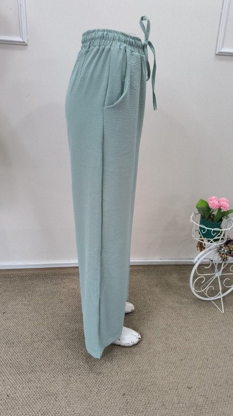 Women's High Waist Elasticated Belted Straight Leg Aerobin Trousers, 32625