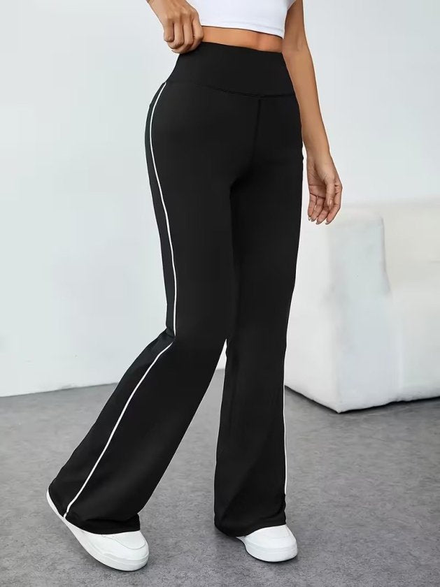 Women's High-Waisted Long Scuba Leggings with Side Stripe Detail, 32861