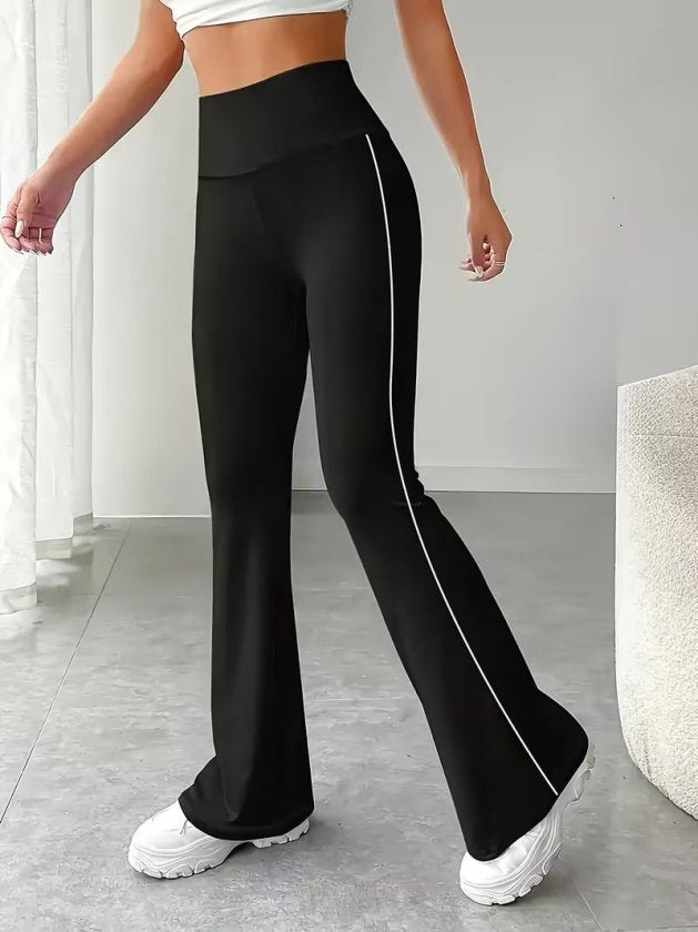 Women's High-Waisted Long Scuba Leggings with Side Stripe Detail, 32861
