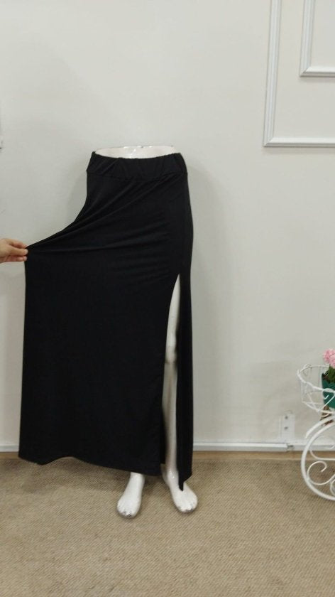Women's High Waisted Side Slit Long Sandy Skirt, 33007