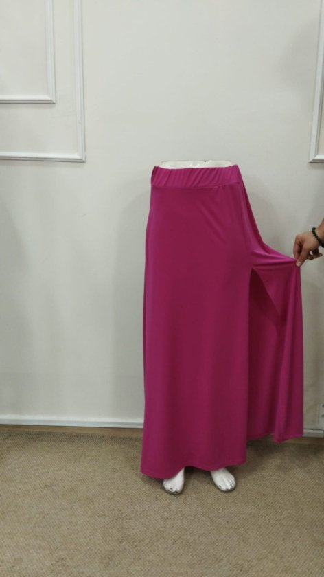 Kadın Yüksek Bel Yandan Yırtmaçlı Uzun Sandy Etek, 33009