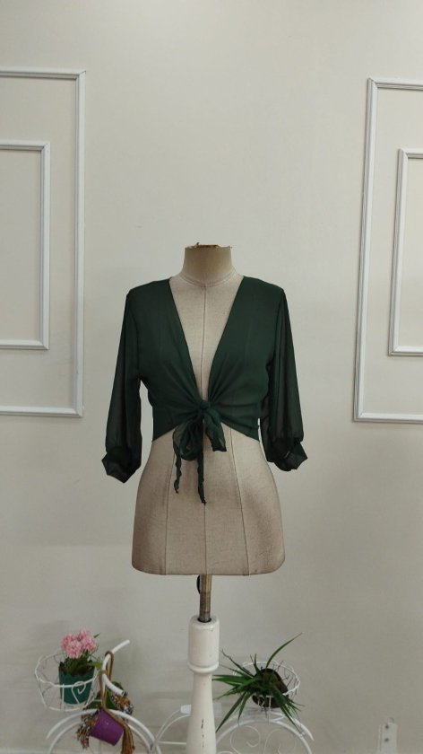 Kadın Fakir Kollu önden Bağlamalı Kısa şifon Bolero Ceket, 33507
