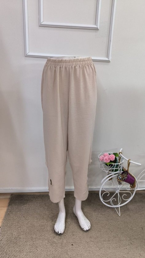 Kadın Yüksel Beli Lastikli Yan Detayı çiçek Desenli Pantolon, 34168