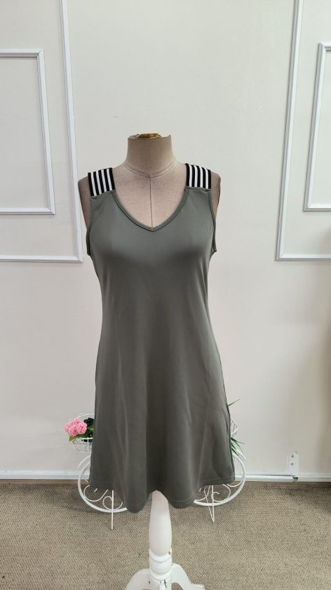 Women's Strappy V-Neck Striped Detail Short Modal Dress, 34179