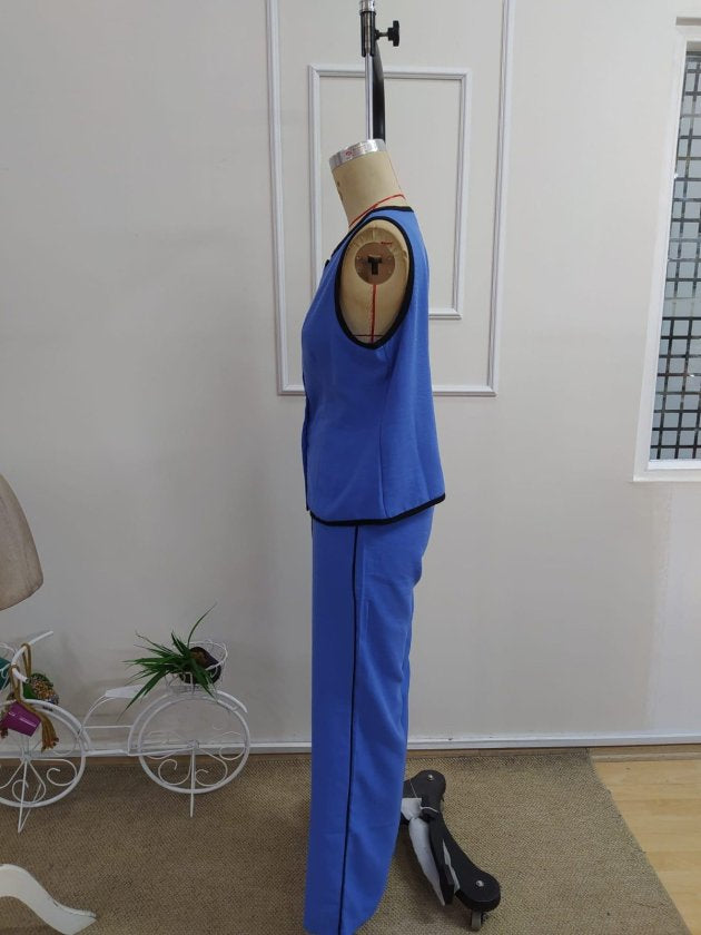 Kadın Kolsuz önü Düğmeli Yelek Ve Pantolon Ikili Takım , 37979