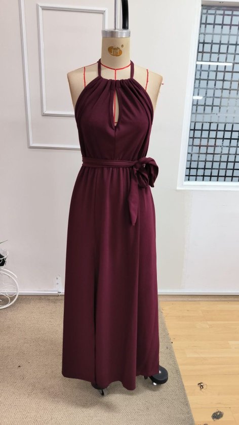 Women's Off-the-Shoulder Tie-Back Slit Detail Long Iridescent Crepe Dress, 34238