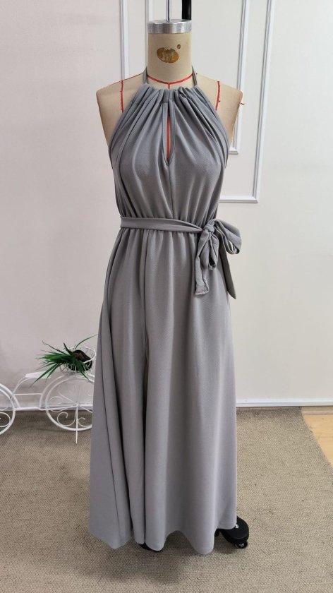 Women's Off-the-Shoulder Tie-Back Slit Detail Long Iridescent Crepe Dress, 34239
