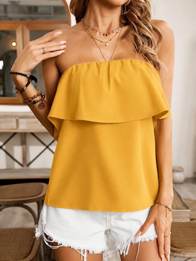 Kadın Omuzlardan Açık Lastikli Fırfırlı Dubai Bluz, 36986