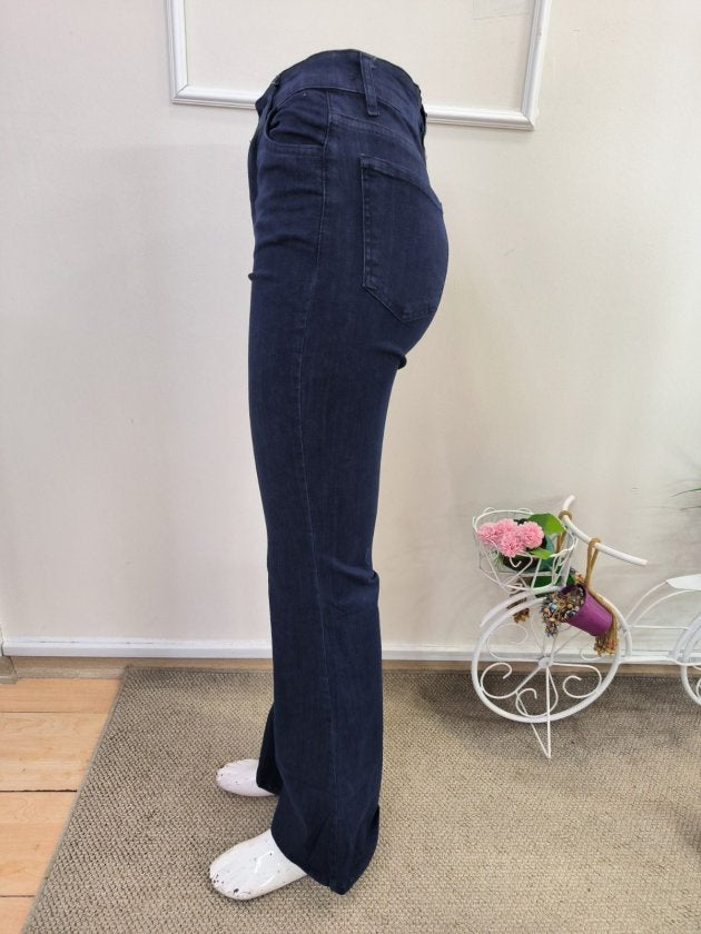 Kadın Yüksek Bel Paçaya Doğru Geniş Kot Pantolon, 37735