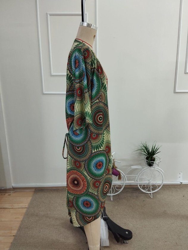 Kadın Kısa Kollu önü Açık Belden Kuşaklı Uzun Kimono, 35446