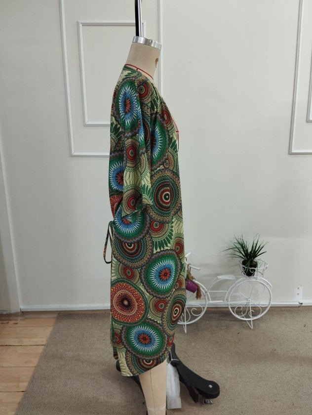 Kadın Kısa Kollu önü Açık Belden Kuşaklı Uzun Kimono, 37196