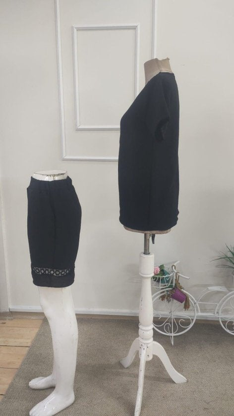 Kadın Kısa Kollu V Yakalı Bluz Ve Short Ikili Takım, 37131