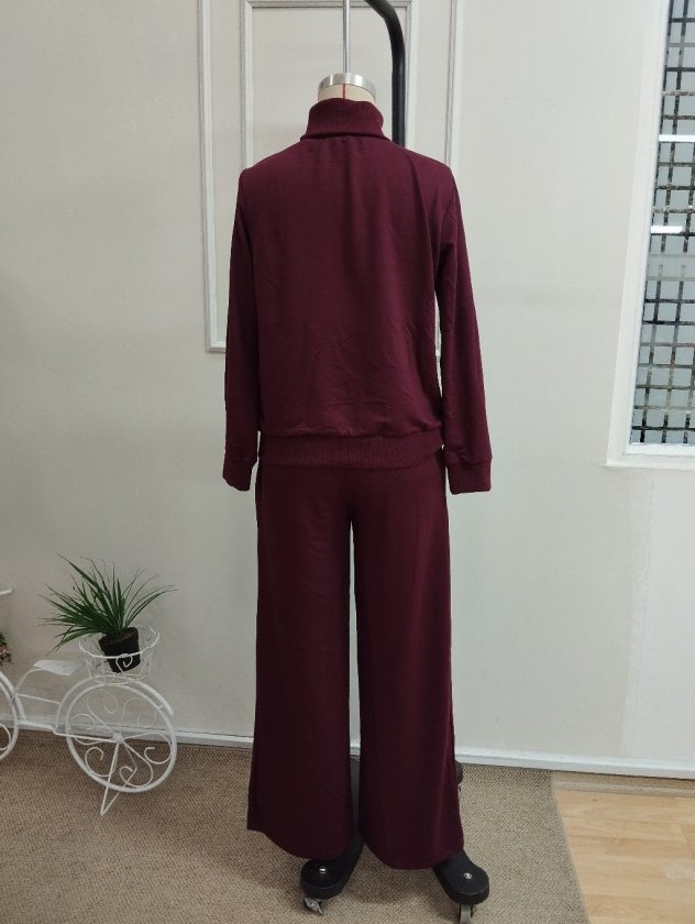 Kadın Uzun Kollu Balıkcı Yakalı Viskon Iki Iplik Bluz Ve Pantolon Ikili Takım, 37414