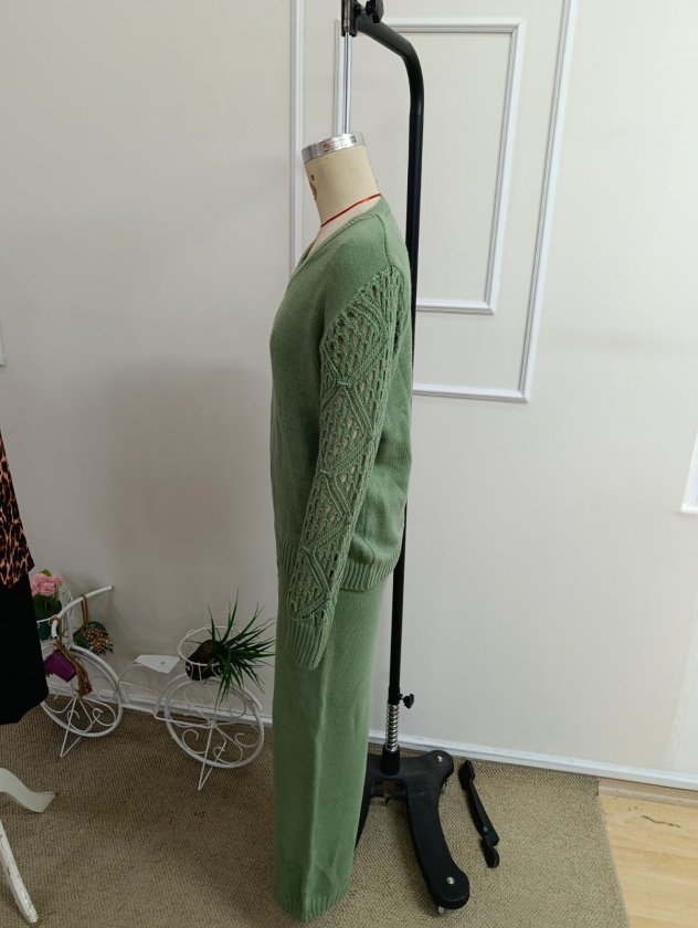 Kadın Uzun Kollu V Yakalı Triko Bluz Ve Pantolon Ikili Takım, 38063