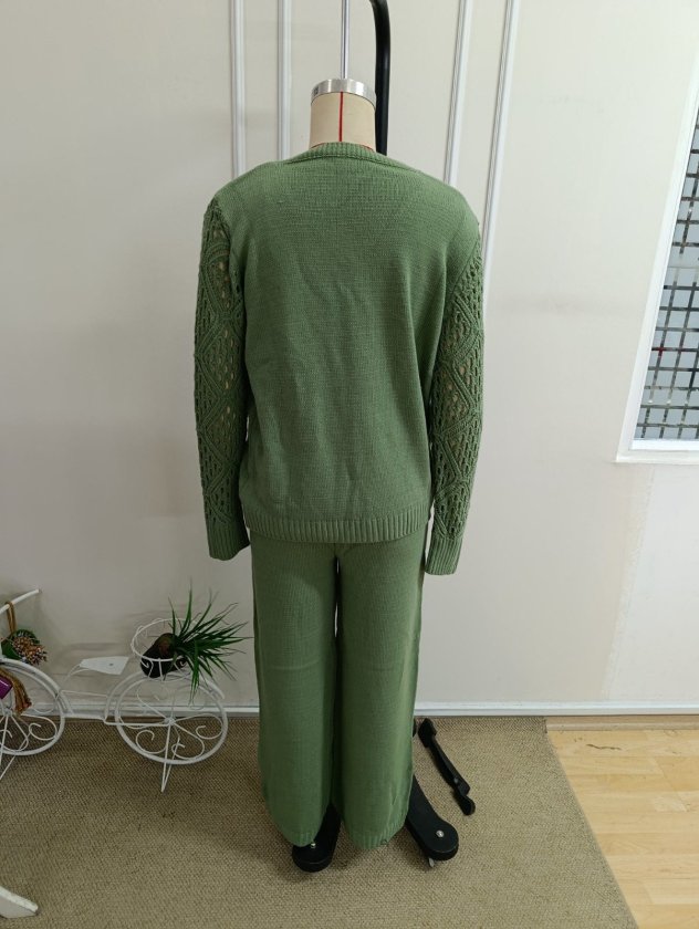 Kadın Uzun Kollu V Yakalı Triko Bluz Ve Pantolon Ikili Takım, 38063