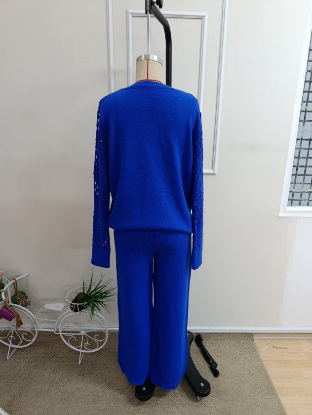 Kadın Uzun Kollu V Yakalı Triko Bluz Ve Pantolon Ikili Takım, 38064