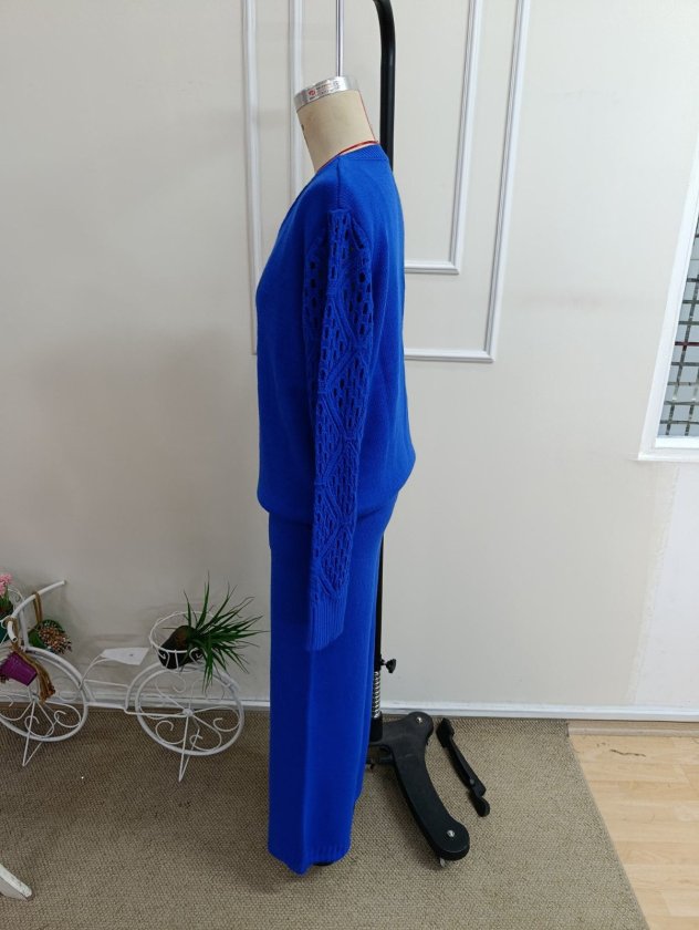 Kadın Uzun Kollu V Yakalı Triko Bluz Ve Pantolon Ikili Takım, 38064