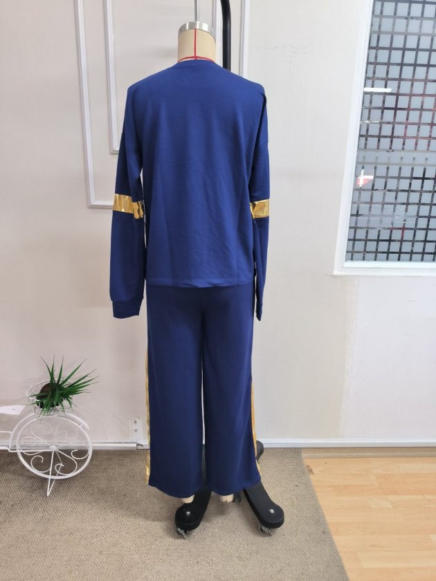 Kadın Uzun Kollu Bisiklet Yakalı şerit Detaylı Viskon Iki Iplik Bluz Ve Pantolon Ikili Takım, 38571