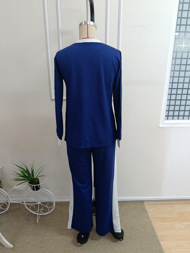 Kadın Uzun Kollu Bisiklet Yakalı Viskon Iki Iplik Bluz Ve şerit Detaylı Pantolon Ikili Takım, 38654