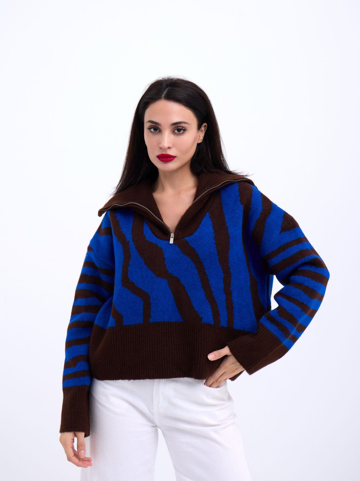 3928 TRİKO ZEBRA KAZAK-KAHVE-SAX KAHVE-SAX STD