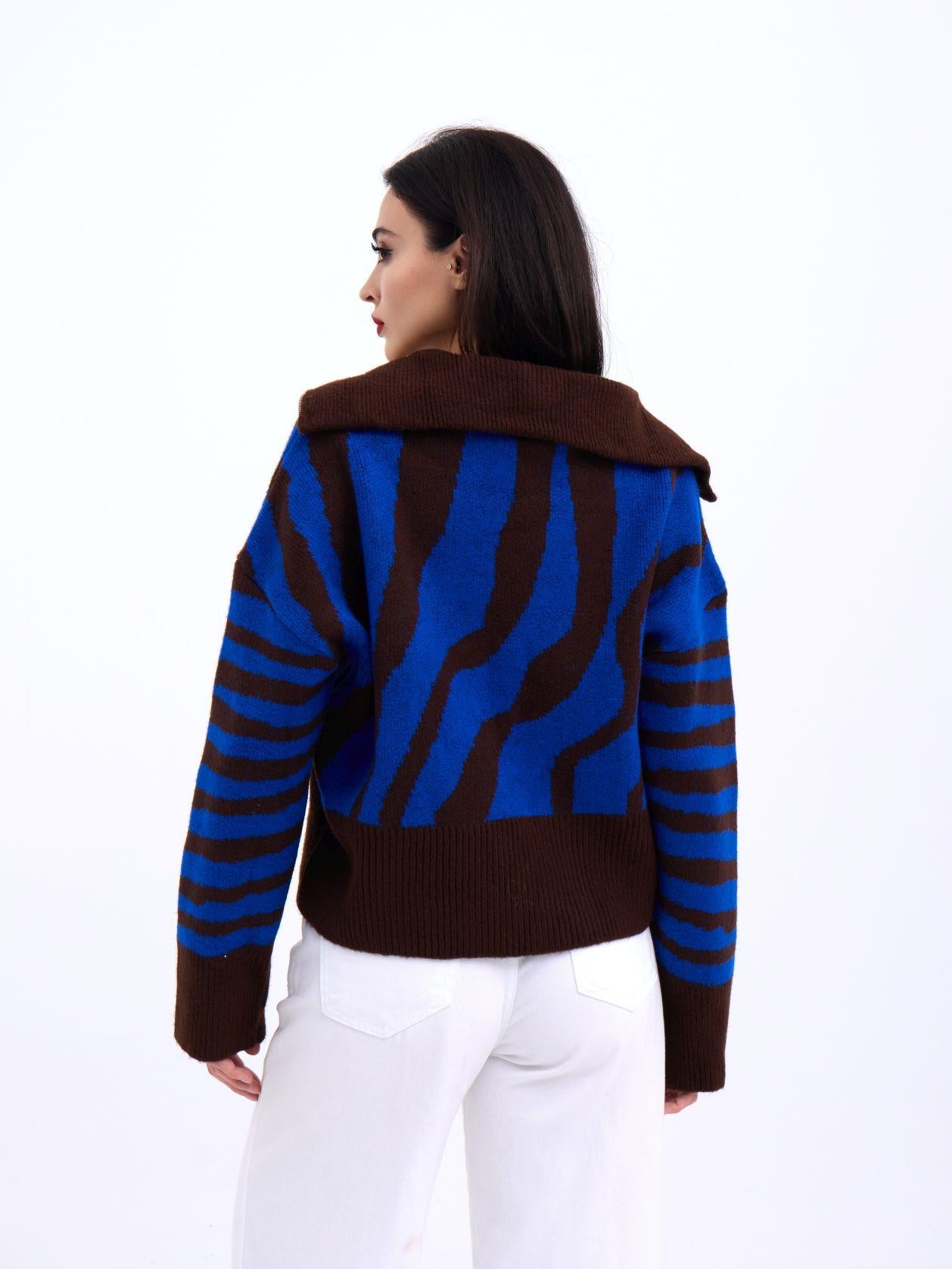 3928 TRİKO ZEBRA KAZAK-KAHVE-SAX