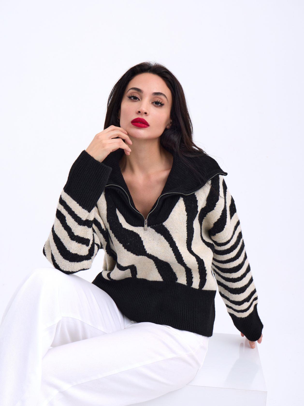 3928 TRİKO ZEBRA KAZAK-SİYAH-TAŞ