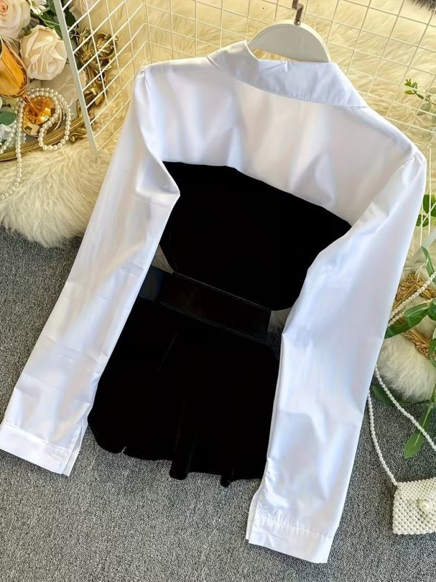 Kadın Uzun Kollu Yakalı Trikoton Ve Kadife Bluz Ve Kadife Short Ikili Takım, 39441