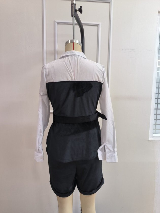 Kadın Uzun Kollu Yakalı Trikoton Ve Kadife Bluz Ve Kadife Short Ikili Takım, 39441