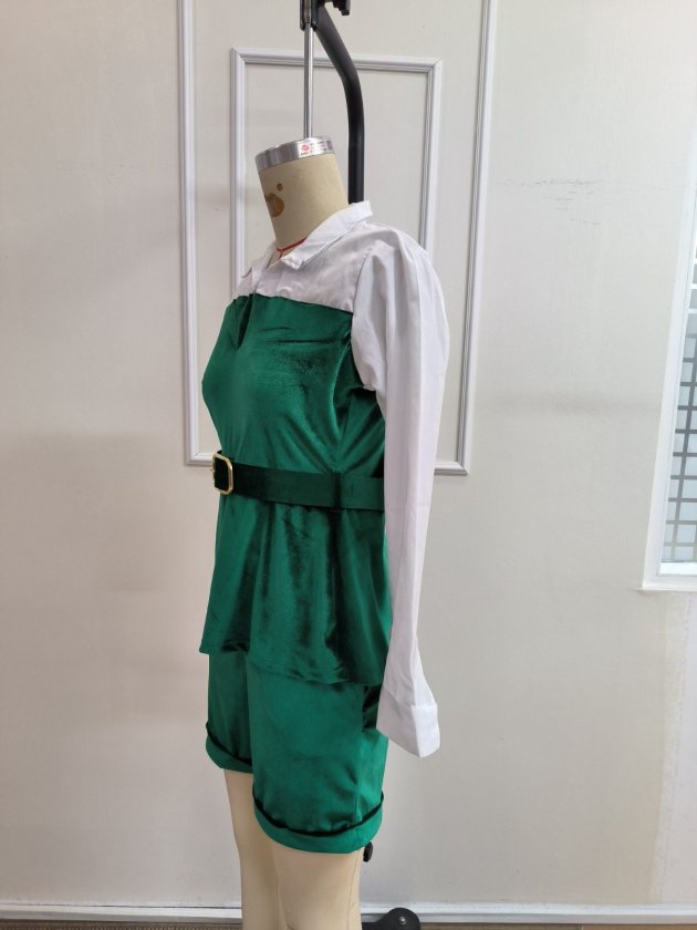 Kadın Uzun Kollu Yakalı Trikoton Ve Kadife Kemersiz Bluz Ve Kadife Short Ikili Takım, 39443