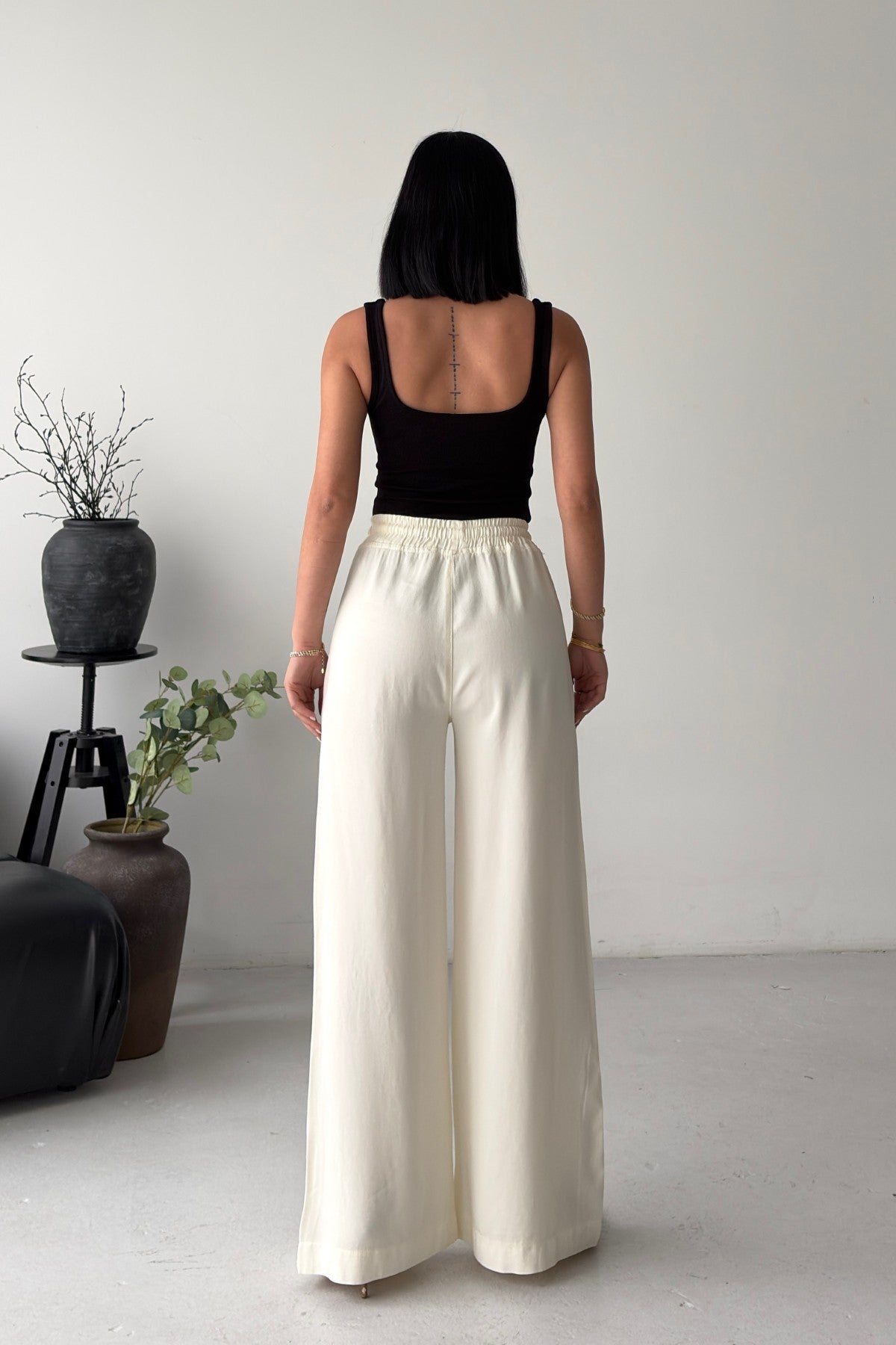 Lastikli Palazzo Pantolon 7150 - Naturel - (36-42-4) - 3
