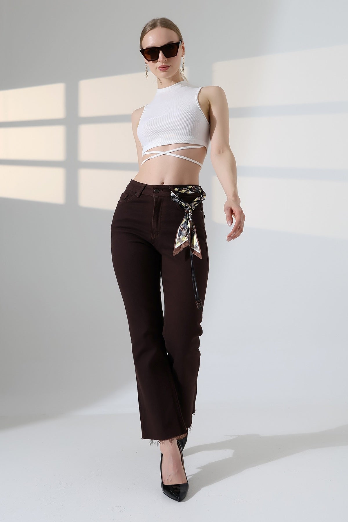 İspanyol Mom Fit Kot Pantolon 1706 - Kahverengi - (28-33) - 3