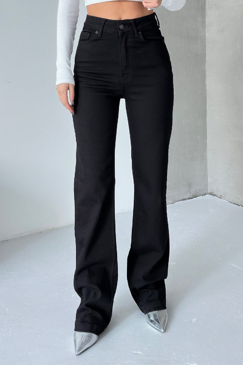 Dikişli Paça Bol Paça Relax Kot Pantolon 7026 - Siyah - (24-29) - 3