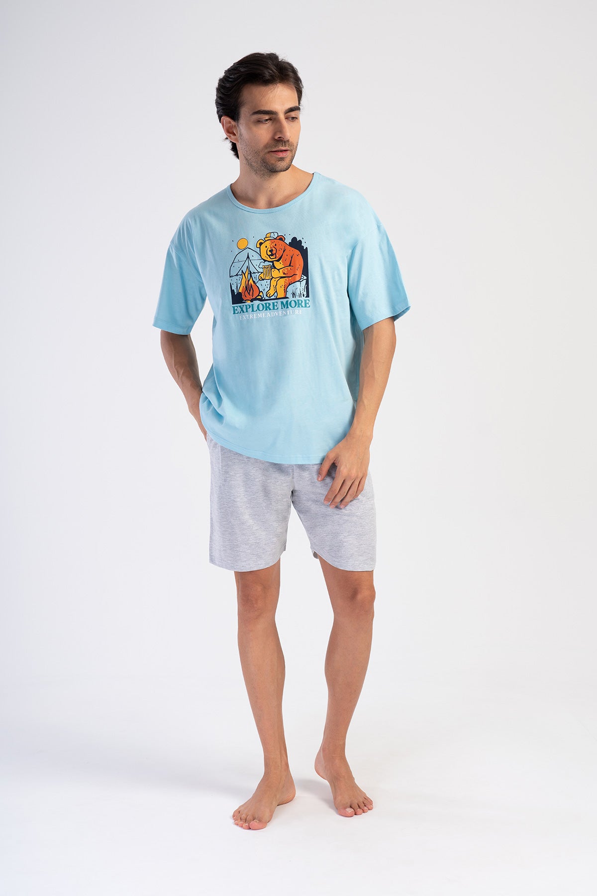 Man Explore Supreme Low Shoulder Short Set