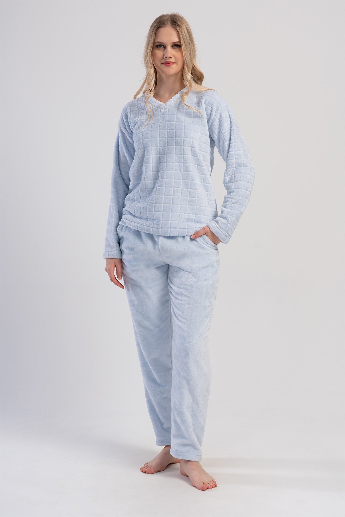 KADIN J.ULTRASOFT V YAKA UZUN KOL CEPLI PIJAMA TAKIM