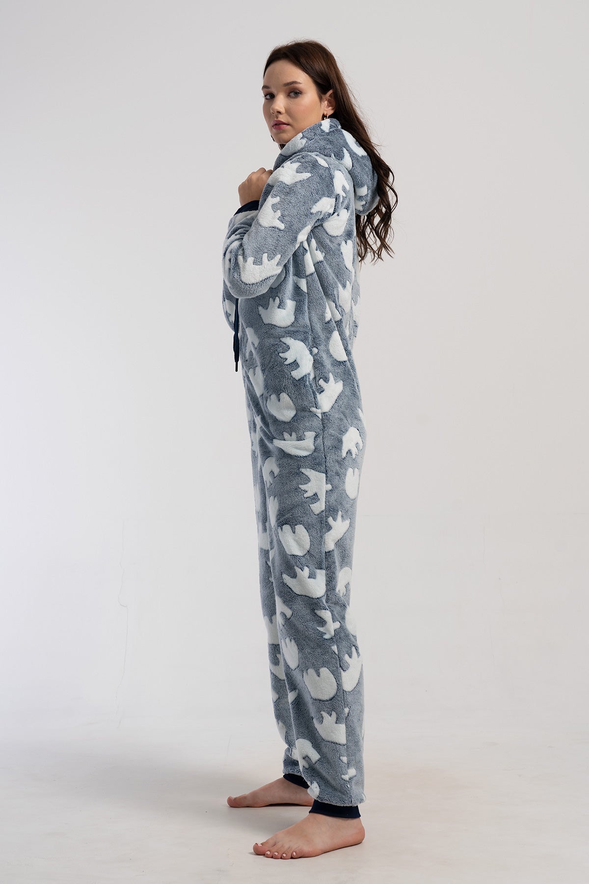 KADIN J.ULTRASOFT KAPSONLU UZUN KOL MANSETLI CEPLI TULUM