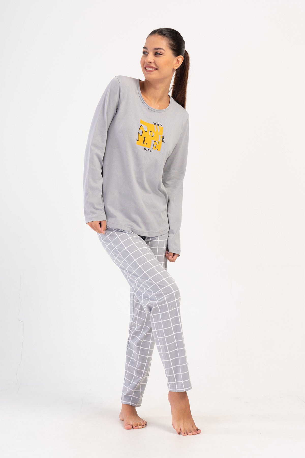 KADIN P.SUPREM O YAKA UZUN KOL ETEGI OVAL PIJAMA TAKIM - TAS