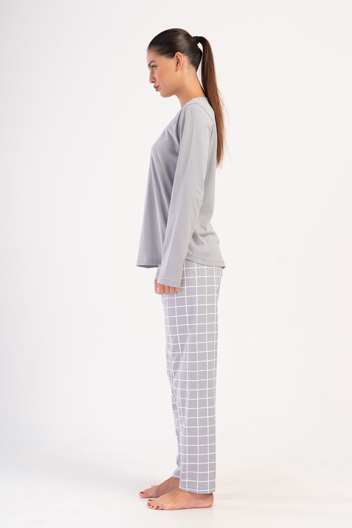 KADIN P.SUPREM O YAKA UZUN KOL ETEGI OVAL PIJAMA TAKIM - TAS