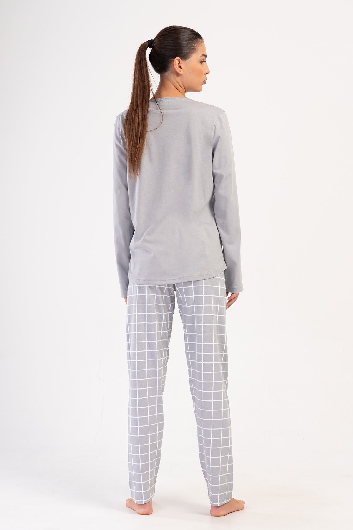 KADIN P.SUPREM XXL O YAKA UZUN KOL ETEGI OVAL PIJAMA TAKIM - TAS