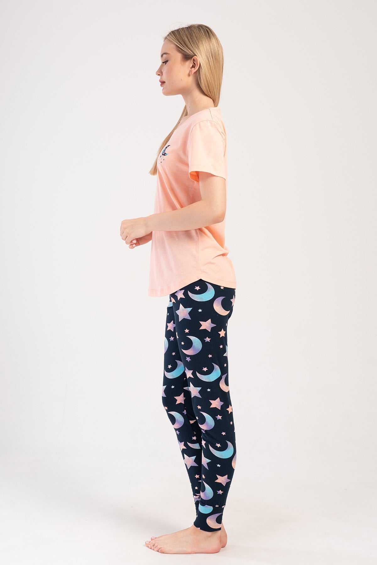 KADIN LYC SUPREM O YAKA KISA KOL ETEGI OVAL MANSETLI TAYT PIJAMA TAKIM