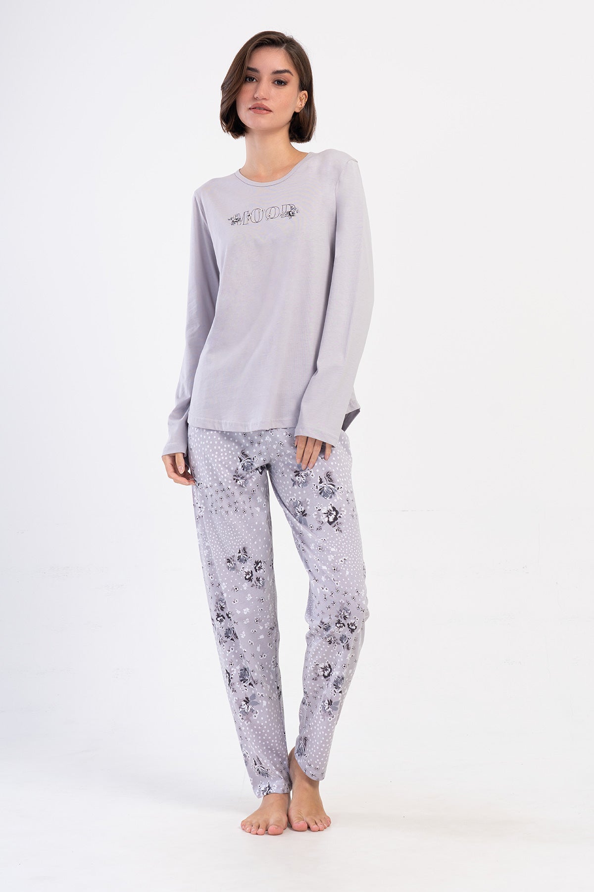 KADIN P.SUPREM XXL O YAKA UZUN KOL ETEGI OVAL PIJAMA TAKIM